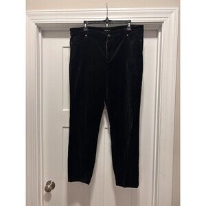 Well Worn Black Velvet Pants Women’s Size 14/34 Tapered Leg 5 Pocket Black